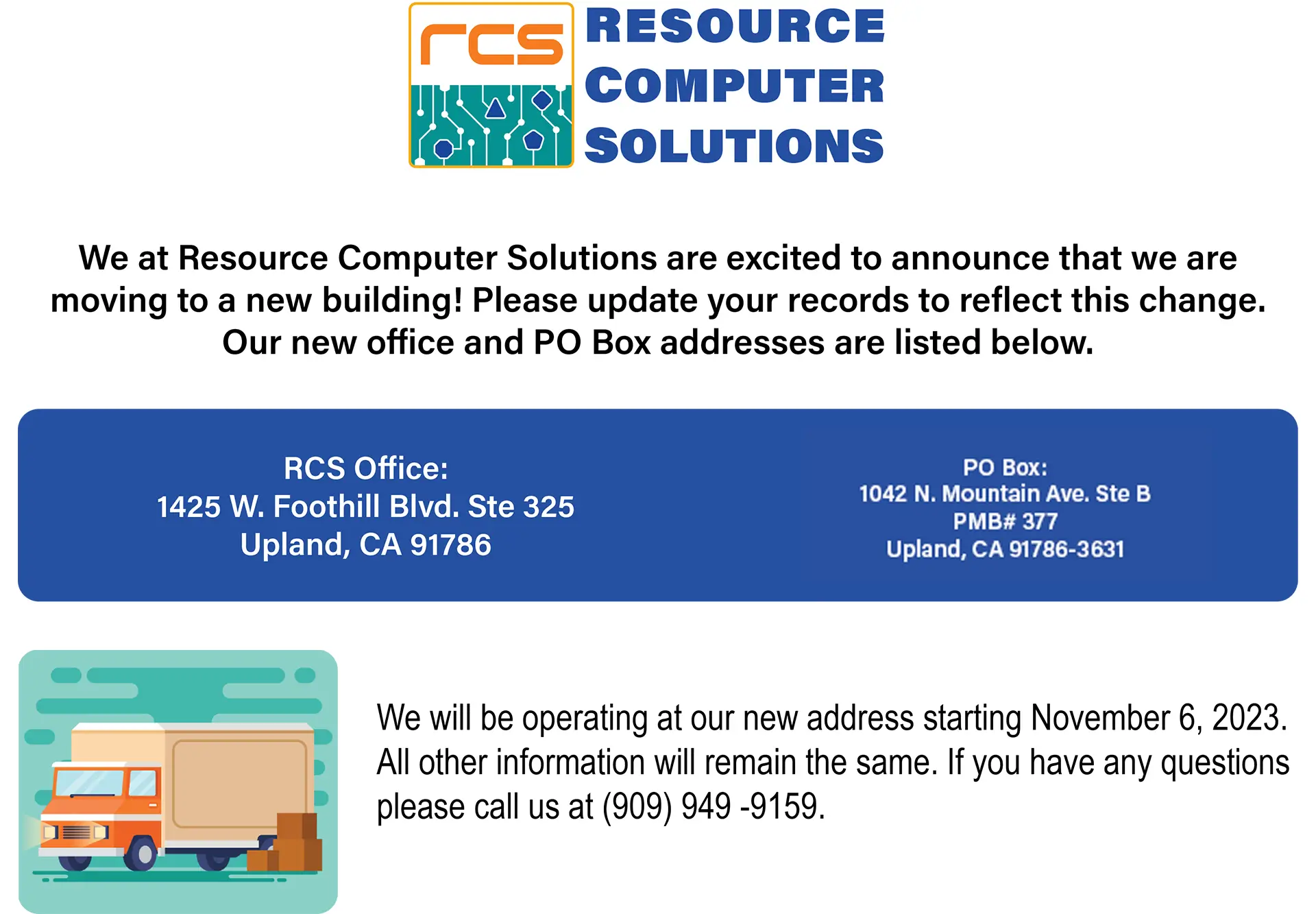 New Address Location Announcement | Resource Computer Solutions